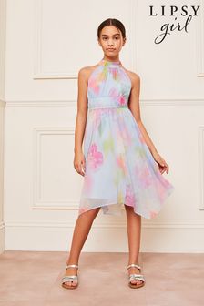 Lipsy Pink Purple Blue Rainbow Hanky Hem Dress (K73608) | $59 - $72