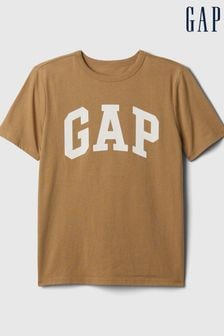 Marron - T-shirt Gap à manches courtes avec logo à col ras du cou (K73634) | €12