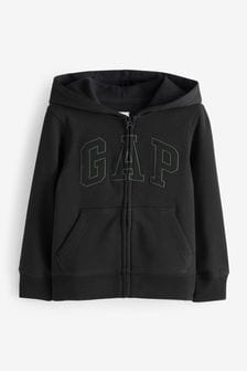 Gap Black Arch Logo Zip Up Hoodie (4-13yrs) (K73640) | LEI 149