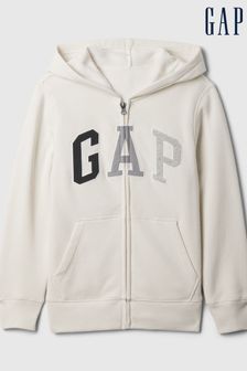 Gap Cream Logo Zip Up Hoodie (4-13yrs) (K73650) | kr260