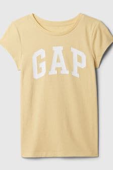 Żółty - Koszulka Gap z krótkim rękawem, okrągłym dekoltem i nadrukiem graficznym z logo (4-13 lat) (K73736) | 65 zł
