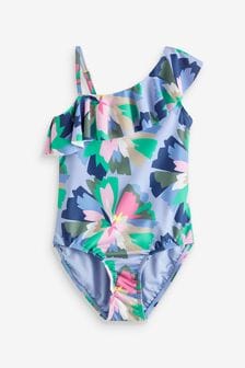 Gap Blue floral Asymmetric Ruffle Swimsuit (4-12yrs) (K73742) | Kč990