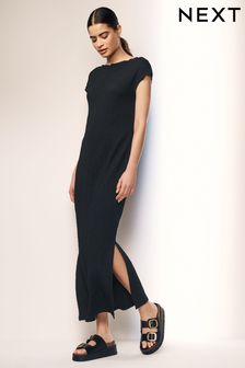 Black/Red 2 Pack Short Sleeve Textured Column Jersey Dress (K73771) | OMR26
