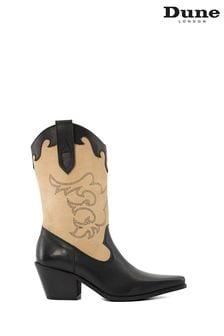 Dune London Black Chrome Prickly Stitch Detail Western Boots (K73805) | kr3 660