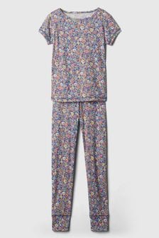Gap Navy Blue Organic Cotton Floral Pyjama Set (4-13yrs) (K73811) | €26