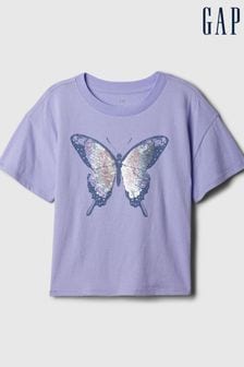 Gap Purpled Sequin Star Graphic Short Sleeve Crew Neck T-Shirt (4-13yrs) (K73824) | €15.50