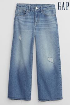 Gap Blue High Waisted Distressed Wide Leg Ankle Jeans (5-13yrs) (K73825) | €39