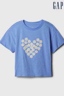 White 3D Flower - Gap Graphic Short Sleeve Crew Neck T-shirt (4-13yrs) (K73840) | kr260