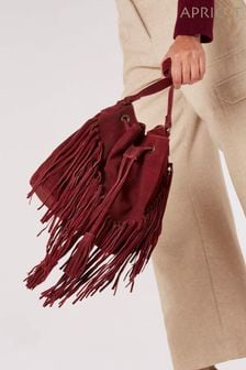 Apricot Red Fringed Suede Bucket Bag (K73857) | ￥11,450