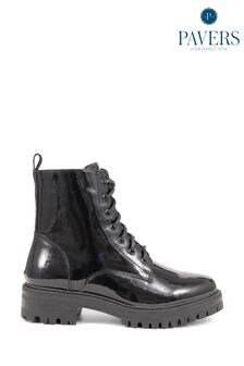 Pavers Black Lace-Up Biker Boots (K73897) | $77