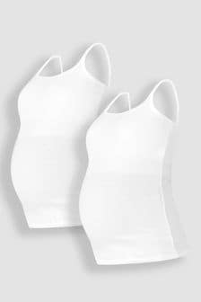 JoJo Maman Bébé White 2-Pack Maternity & Nursing Vest Tops (K73931) | SGD 52