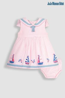 JoJo Maman Bébé Pink Boat Appliqué Sailor Baby Dress (K73933) | €42