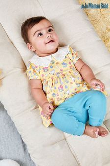 JoJo Maman Bébé Yellow 2-Piece Duck Floral Tunic & Leggings Set (K73973) | OMR13