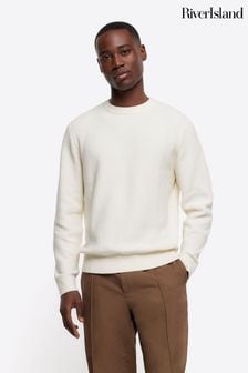 Men s Jumpers Cream Plain Knitwear Next Singapore