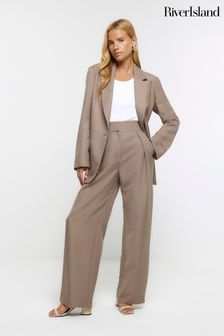 River Island Pleated Clean Wide Leg Trousers
