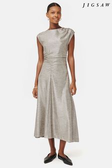 Jigsaw Silver Sparkle Jersey Dress (K74170) | $363