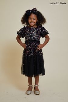 Amelia Rose Childrens Embellished Black Dress (K74180) | €43