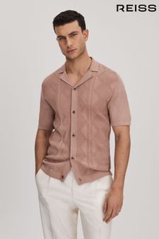 Reiss Rose Fortune Cable Knit Cuban Collar Shirt (K74334) | €171