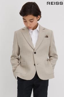 Reiss Stone Attire Junior Textured Wool Blend Single Breasted Blazer (K74339) | OMR74