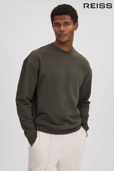 Reiss Khaki Alistar Cotton Crew Neck Sweatshirt (K74341) | $124