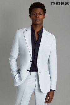 Reiss Soft Blue Kin Slim Fit Single Breasted Linen Blazer (K74349) | ₪ 2,172