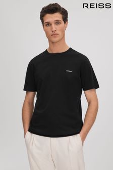 Reiss Black Russell Slim Fit Cotton Crew T-Shirt (K74350) | SGD 132