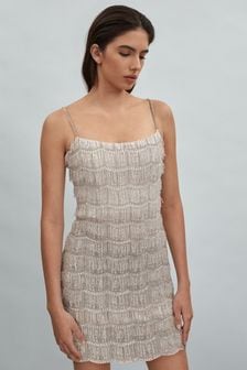 Rachel Gilbert Ivory Beaded Tassel Mini Dress (K74374) | €2,122