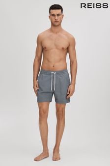 Reiss Airforce Blue/White Shape Printed Drawstring Swim Shorts (K74396) | $120