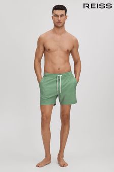 Reiss Bright Green/White Shape Printed Drawstring Swim Shorts (K74403) | ₪ 496
