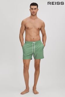 Reiss Bright Green/White Shape Printed Drawstring Swim Shorts (K74403) | $120