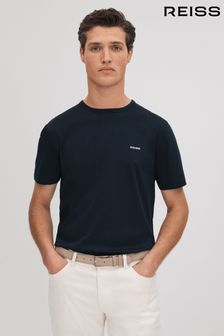 Темно-синий - Хлопковая футболка узкого кроя с круглым вырезом Reiss Russell (K74407) | €73