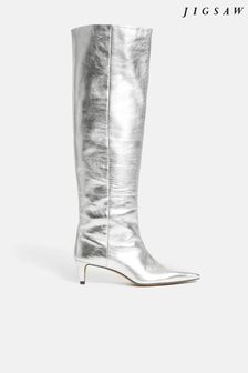 Jigsaw Silver Bobby Knee High Boots (K74422) | 1,753 SAR