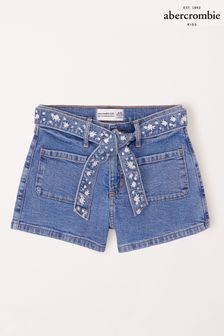Abercrombie & Fitch Denim-Shorts mit Taillenschnürung und Cargotaschen, Blau (K74428) | 45 €