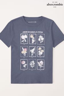 Серая футболка с цветочным принтом Abercrombie & Fitch (K74429) | €12