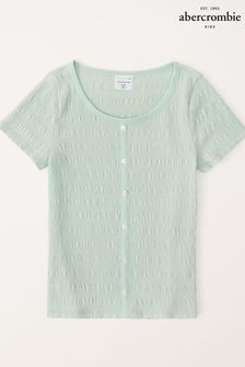 Abercrombie & Fitch Green Long Sleeve Off Shoulder Textured Top (K74448) | €18.50