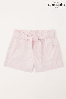 Abercrombie & Fitch Pink Tie Waist Twill Shorts (K74455) | $46