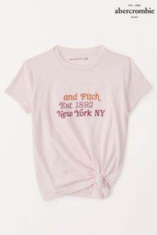 Pink - Abercrombie & Fitch Ombre Logo Graphic Print T-shirt (K74471) | kr350