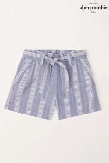 Abercrombie & Fitch Blue Pinstripe Tie Waist Shorts