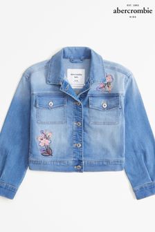 Abercrombie & Fitch Blue Floral Embroidered Denim Jacket (K74476) | 334 LEI