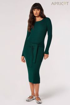 Apricot Green Heavy Ribbed Tie Front Dress (K74564) | R858