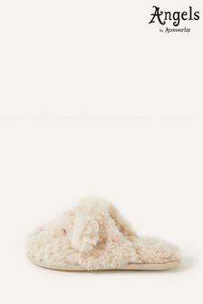Angels By Accessorize Cream Girls Faux Fur Teddy Mule Slippers (K74752) | €22 - €24