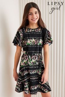 Lipsy Black Cut Out Flutter Sleeve Dress (5-16yrs) (K74761) | €40 - €51