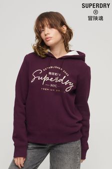 Violett - Superdry Luxe Kapuzensweatshirt mit Metallic-Logo (K74801) | 91 €