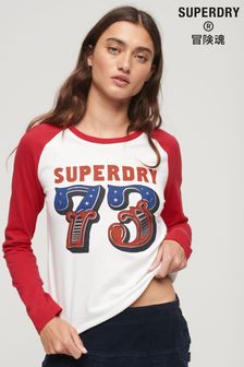 Superdry White Americana Long Sleeve T-Shirt (K74835) | 220 zł
