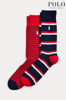 Red - Polo Ralph Lauren Stripe Socks 2-pack (K74936) | kr460