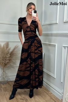 فستان ماكسي فيسكوز ملفوف من الأمام من Jolie Moi (K74982) | 306 د.إ