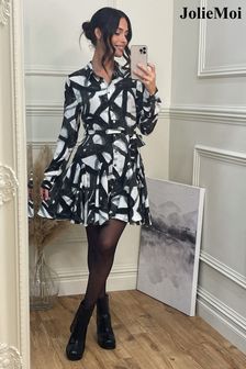 Jolie Moi Brushstroke Print Flare Shirt Dress (K74989) | €27