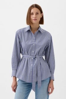 Niebieskie paseczki - Gap Organic Cotton Belted Big Shirt (K75007) | 285 zł