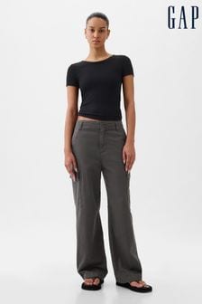 Grey - Gap Loose Cotton Chino Cargo Trousers (K75014) | kr1 100