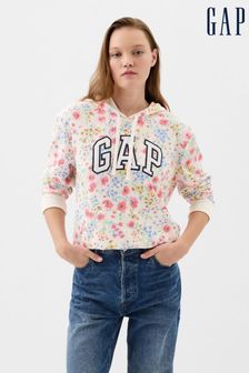 różowe kwiatki - Bluza z kapturem Gap z logo i kwiatowym nadrukiem (K75015) | 220 zł